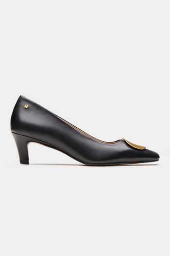 Oroh_Black Halo Metal Trim Kitten Heels _Online_at_Aza_Fashions