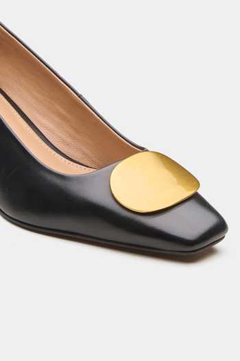 Oroh_Black Halo Metal Trim Kitten Heels _at_Aza_Fashions