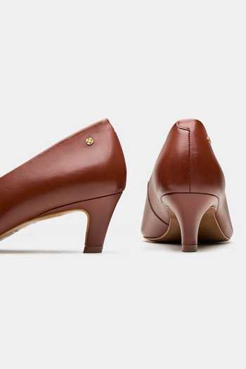 Shop_Oroh_Brown Halo Metal Trim Kitten Heels _Online_at_Aza_Fashions