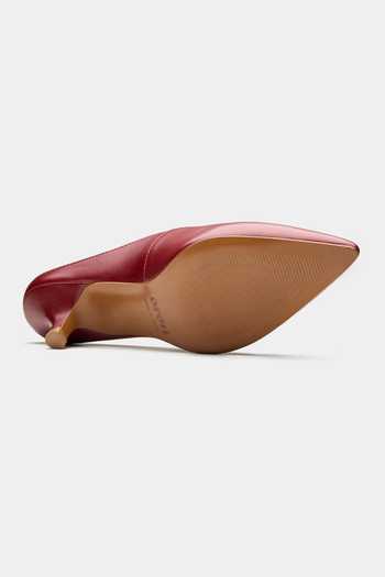 Buy_Oroh_Maroon Segin Pointed Toe Kitten Mule Heels _Online_at_Aza_Fashions