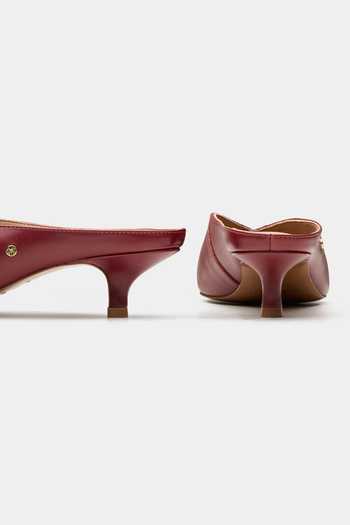 Shop_Oroh_Maroon Segin Pointed Toe Kitten Mule Heels _Online_at_Aza_Fashions