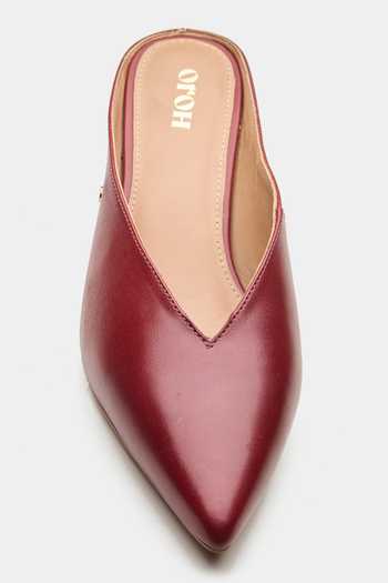 Oroh Segin Pointed Toe Kitten Mule Heels 