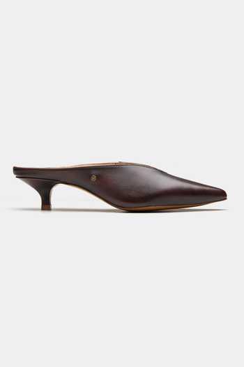 Oroh_Brown Segin Pointed Toe Kitten Mule Heels _Online_at_Aza_Fashions