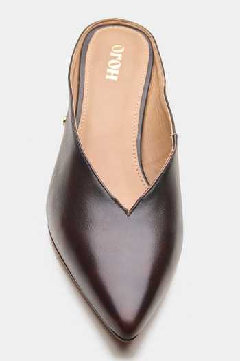 Oroh Segin Pointed Toe Kitten Mule Heels 