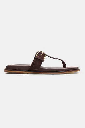 Oroh_Brown Metis T-strap Genuine Leather Flats _Online_at_Aza_Fashions