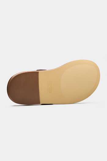 Buy_Oroh_Brown Metis T-strap Genuine Leather Flats _Online_at_Aza_Fashions