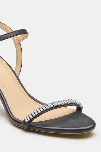 Oroh_Black Thebe Rhinestone Embellished Tapered Heels _at_Aza_Fashions