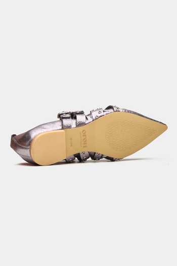 Oroh_Brown Janus Ruched Front Pointed Toe Ballerinas _Online_at_Aza_Fashions