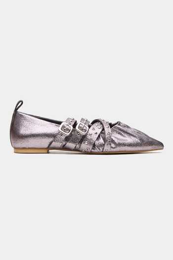 Buy_Oroh_Brown Janus Ruched Front Pointed Toe Ballerinas _Online_at_Aza_Fashions