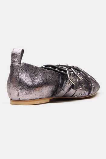 Shop_Oroh_Brown Janus Ruched Front Pointed Toe Ballerinas _Online_at_Aza_Fashions