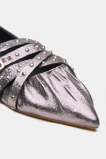 Oroh_Brown Janus Ruched Front Pointed Toe Ballerinas _at_Aza_Fashions