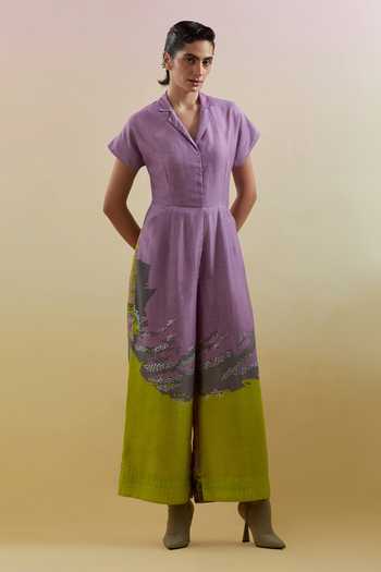 Clos Gliss Lilac & Neon Green Jumpsuit 