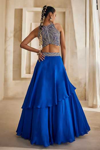 Anu Pellakuru Sitara Embroidered Blouse & Layered Lehenga Set