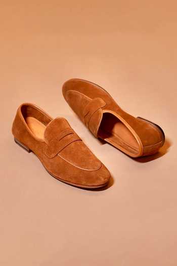 Dmodot Flexo Tabacco Penny Suede Loafers 