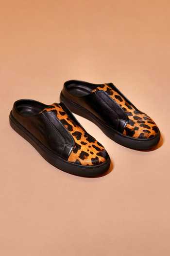 Dmodot Leopardo Nero Sabot Printed Sneaker Mules 