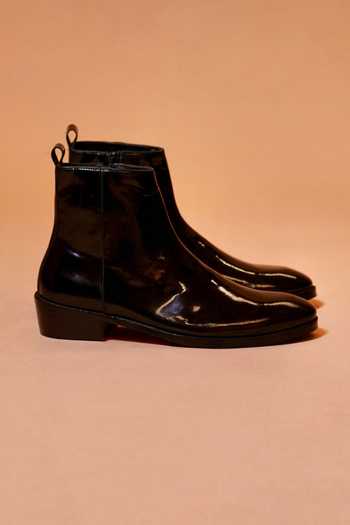 Dmodot_Black Sprazzo Nero Lucido Glossy Leather Boots _Online_at_Aza_Fashions