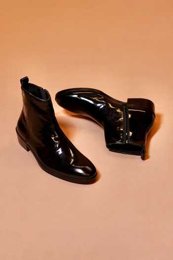 Dmodot Sprazzo Nero Lucido Glossy Leather Boots 