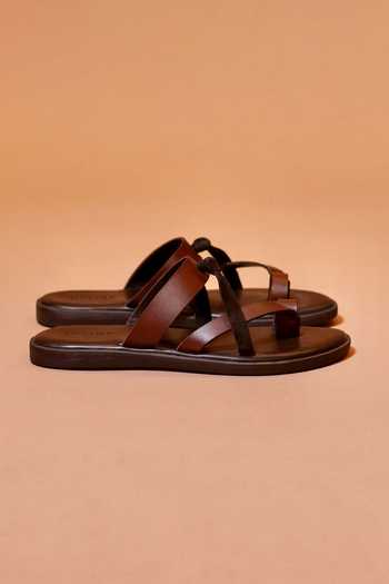 Dmodot_Brown Pelle Nera Bruno Leather Slides _Online_at_Aza_Fashions