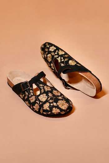 Dmodot Hoffler Corko Ricamo Nero Embroidered Mules 
