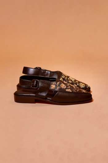 Dmodot_Brown Pesha Ricamo Moro Sandals _Online_at_Aza_Fashions