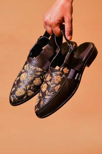 Shop_Dmodot_Brown Pesha Ricamo Moro Sandals _Online_at_Aza_Fashions