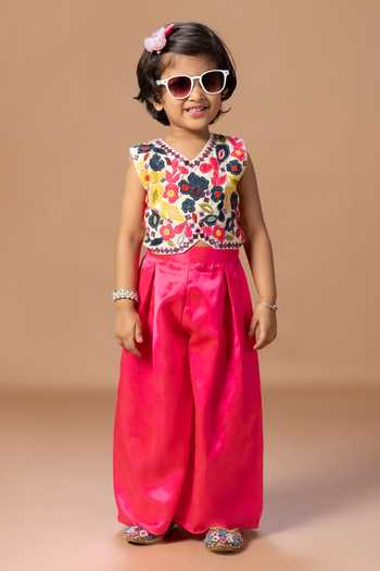 Little Brats Embroidered Blouse & Palazzo Set 