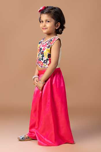 Little Brats Embroidered Blouse & Palazzo Set 