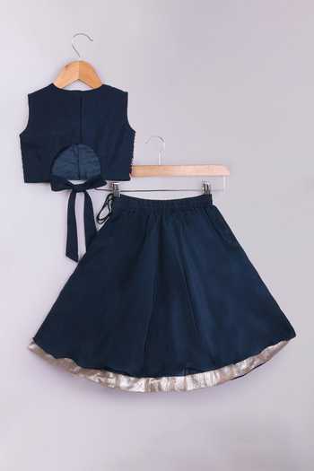 Little Brats Thread Work Blouse & Lehenga Set 
