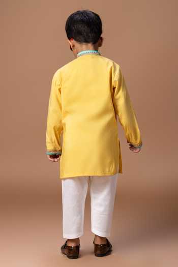 Little Brats Lotus Embroidered Kurta & Pyjama Set 
