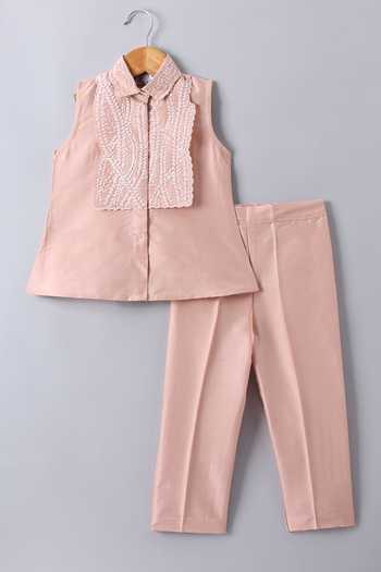 Little Brats Hand Painted Cotton Silk Top & Pant Set 