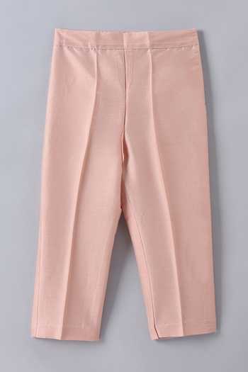 Buy_Little Brats_Peach Silk, Cotton Hand Painted Top And Pant Set _Online_at_Aza_Fashions
