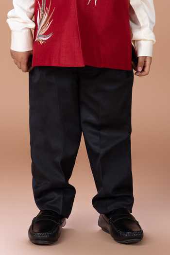 Little Brats_White Silk, Cotton, Viscose Embroidery, Sequins Phoenix Bundi And Pant Set _Online_at_Aza_Fashions