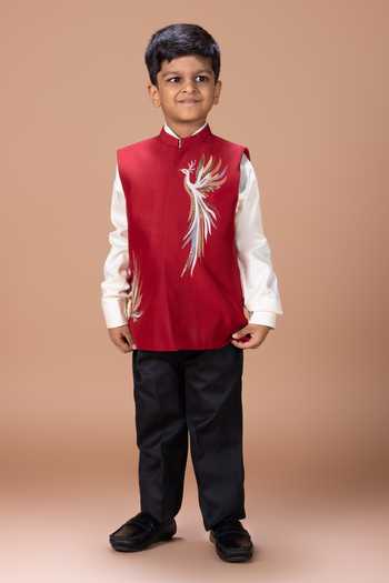 Little Brats Phoenix Embroidered Bundi & Pant Set 