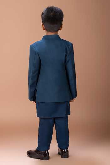 Little Brats Embroidered Jacket & Kurta Set 