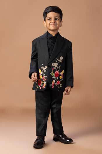Little Brats Floral Embroidered Tuxedo Set 