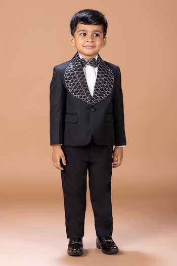 Little Brats Placement Embroidered Tuxedo Set 