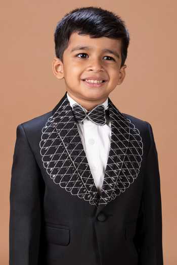 Buy_Little Brats_White Cotton Zari Placement Embroidered Tuxedo Set _Online_at_Aza_Fashions