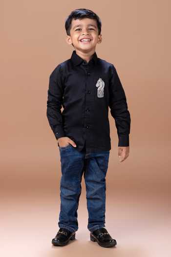 Little Brats Horse Placement Embroidered Shirt 