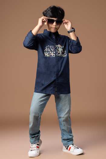 Little Brats Box Placement Embroidered Shirt 