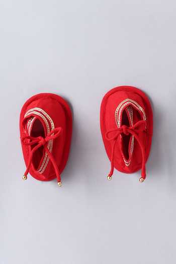 Buy_Little Brats_Red Cotton Embroidery, Gota Patti Placement Kurta And Dhoti Pant Set _Online_at_Aza_Fashions