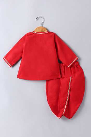 Little Brats Placement Embroidered Kurta & Dhoti Pant Set 