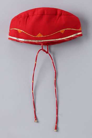 Buy_Little Brats_Red Cotton Embroidery Carnival Kurta And Dhoti Pant Set _Online_at_Aza_Fashions