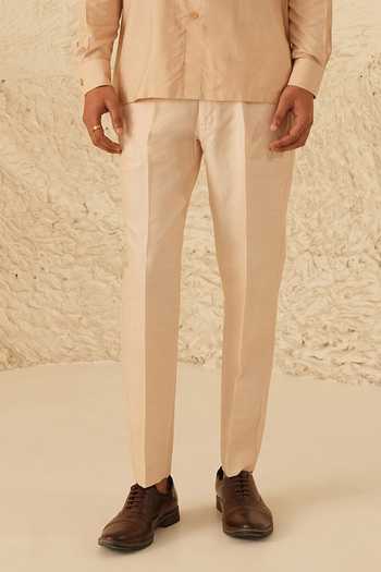 Shreyansh Designs Rose Gold Silk, Cotton Orik Button Down Shirt And Pant Set Online at Aza Fashions Shreyansh Designs_Rose Gold Silk, Cotton Orik Button Down Shirt And Pant Set _Online_at_Aza_Fashions