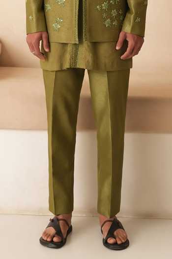 Shreyansh Designs Green Silk, Dupion Embroidery, Beads Floral Bandhgala And Kurta Set Online at Aza Fashions Shreyansh Designs_Green Silk, Dupion Embroidery, Beads Floral Bandhgala And Kurta Set _Online_at_Aza_Fashions