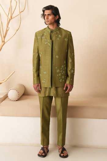 Shreyansh Designs Floral Embroidered Bandhgala & Kurta Set 
