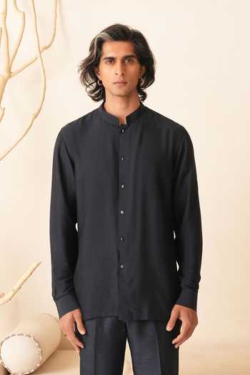 Buy Shreyansh Designs Blue Silk, Cotton Saimon Shirt And Pant Set Online at Aza Fashions Buy_Shreyansh Designs_Blue Silk, Cotton Saimon Shirt And Pant Set _Online_at_Aza_Fashions