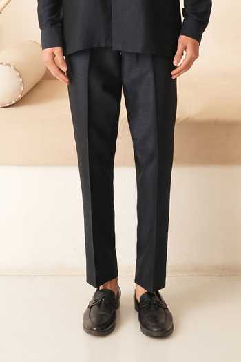 Buy_Shreyansh Designs_Blue Silk, Cotton Filip Shirt And Pant Set _Online_at_Aza_Fashions