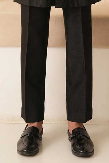 Shreyansh Designs_Black Silk, Dupion Embroidery, Beads Leonzio Bandhgala And Kurta Set _Online_at_Aza_Fashions