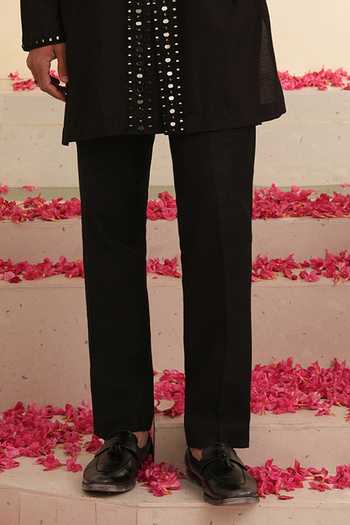 Shreyansh Designs Black Silk, Cotton Yuri Mirror Work Kurta And Pant Set Online at Aza Fashions Shreyansh Designs_Black Silk, Cotton Yuri Mirror Work Kurta And Pant Set _Online_at_Aza_Fashions