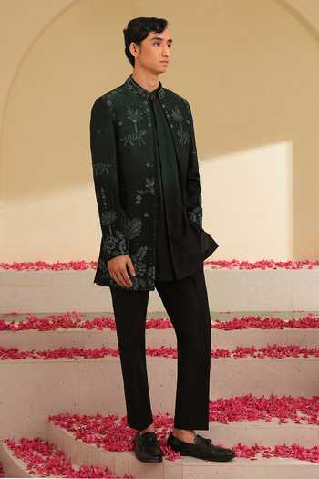 Shreyansh Designs Mikhail Botanic Embroidered Bandhgala Set 